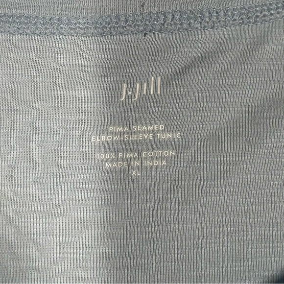 J. Jill Light Blue Pima Seamed Elbow Sleeve Tunic Top - Picture 2 of 9